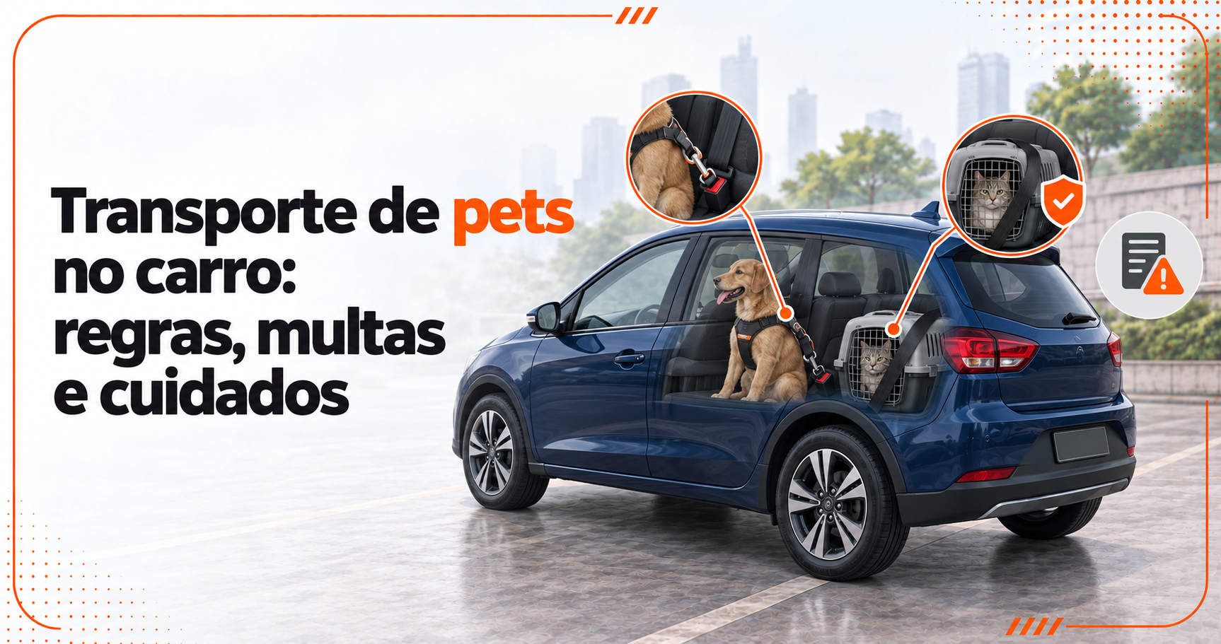 Transporte de pets no carro: veja as regras e como viajar com segurança